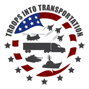 Troops into Transportation logo.