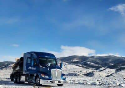 Melton truck in the snowy mountains
