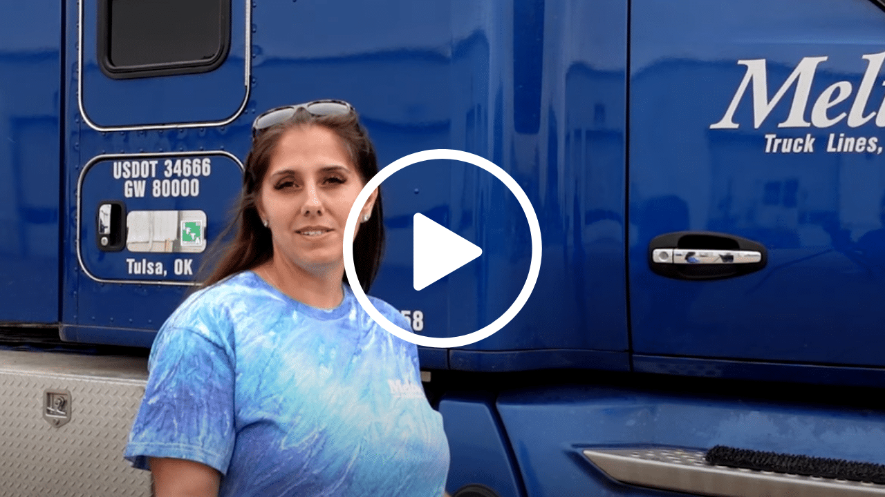 Female flatbed truck driver describing her experience getting her CDL and her time at Melton Truck Lines.