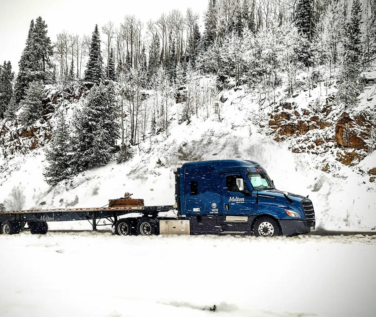 Photo of a Melton truck in the snow
