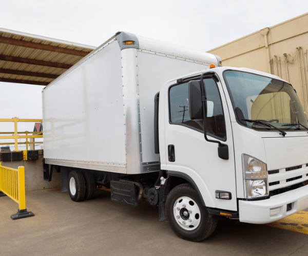 A white box truck that might be used for short haul driving