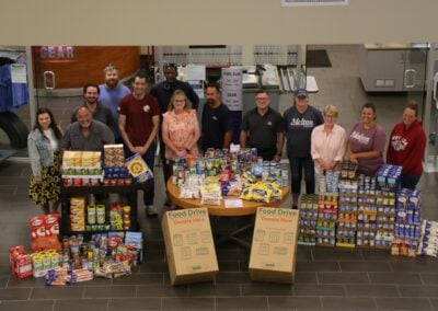 Melton came together and gathered all of these canned and boxed goods to donate to local food pantries!