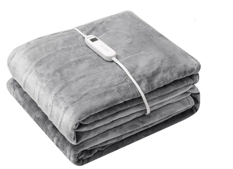 Gray heated blanket