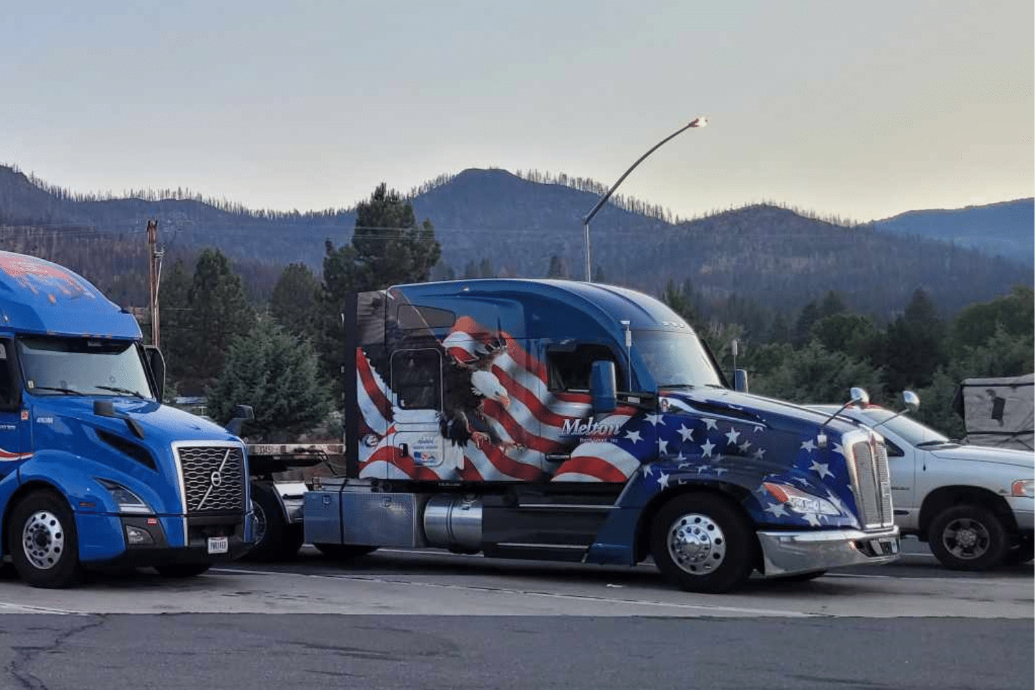 Melton truck with mountains in the background