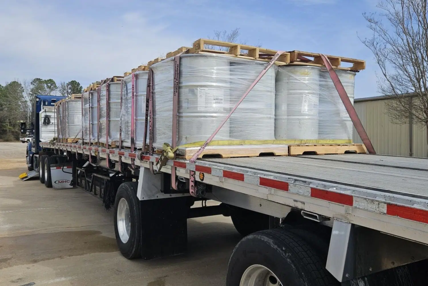 A semi truck loaded with a hazmat load