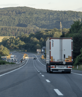 Truck driving into the distance