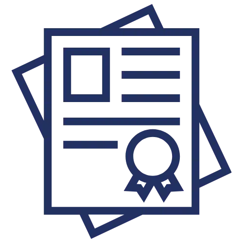 Icon of papers with a certification