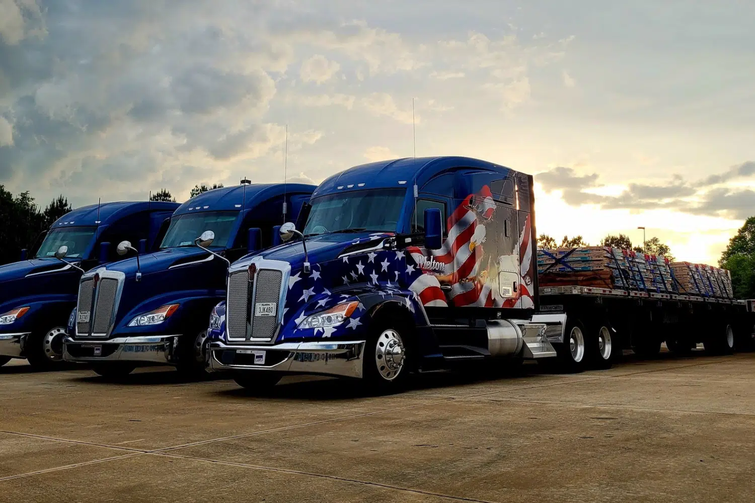 Melton trucks parked in a line